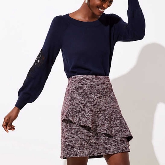 Dresses & Skirts - LOFT Purple Tweed Ruffle Skirt